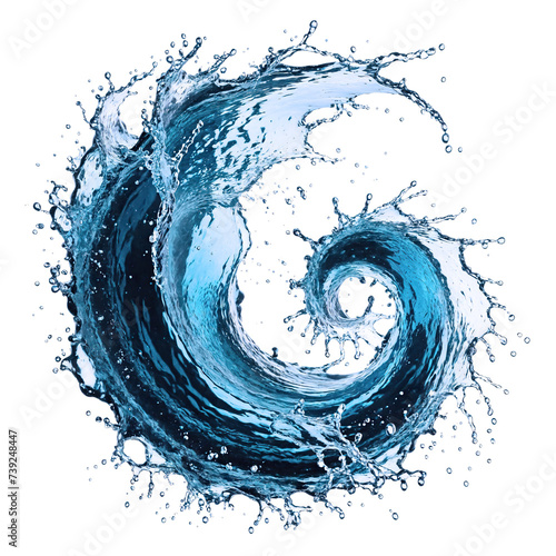 Rounded swirl Water splash, isolated background. Transparent PNG