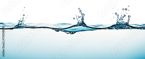 Water surface with splashes, isolated background. Transparent PNG