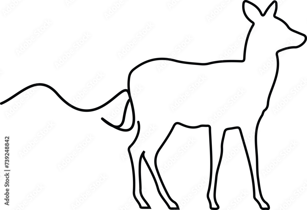 Single continuous line drawing of elegance cute deer vector illustration