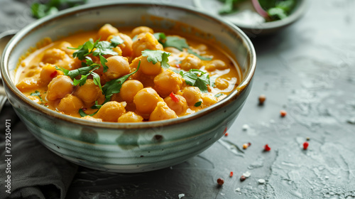 Spicy Chickpea Curry in Ceramic Bowl
