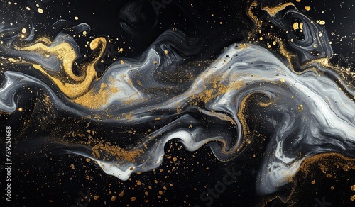 Black and gold abstract liquid texture. The concept of luxury and modern art.