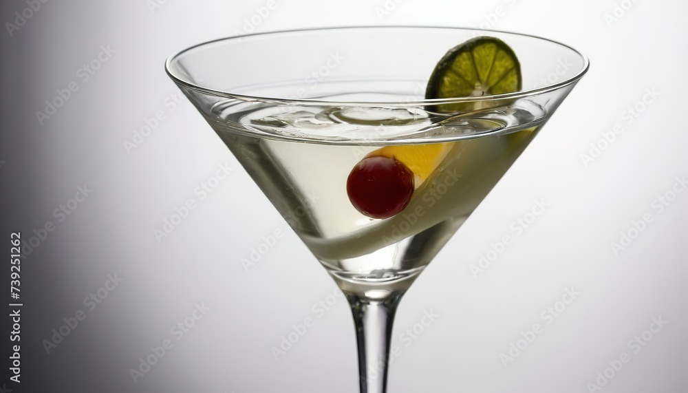Closeup detail view of well prepared Martini cocktail.