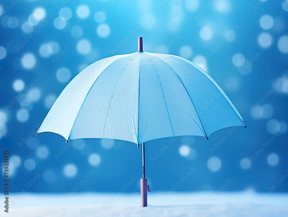 Blue umbrella in rainy day background, Concept of rain day