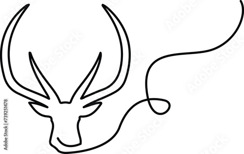 Continuous one line of abstract deer head Vector illustration