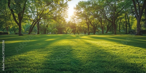 Lush green trees in public park embodying tranquility of nature sunny landscape perfect for spring and summer showcasing beauty of well manicured lawns and vibrant foliage ideal for outdoor relaxation