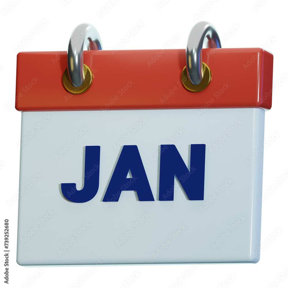 january month calendar 3d illustration january month calendar 3d illustration