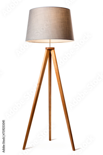 Modern floor lamp with tripod, isolated on a transparent background