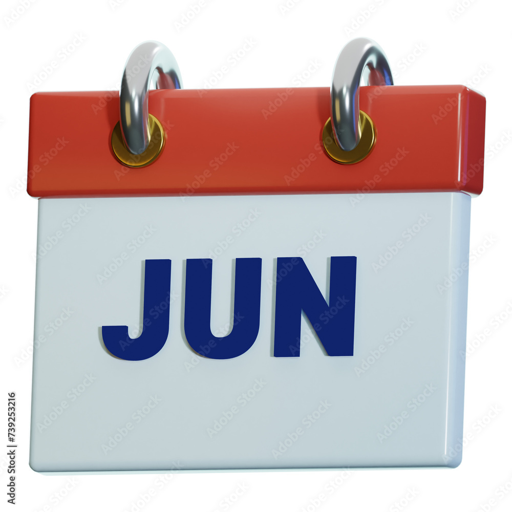 june month calendar 3d illustration june month calendar 3d illustration