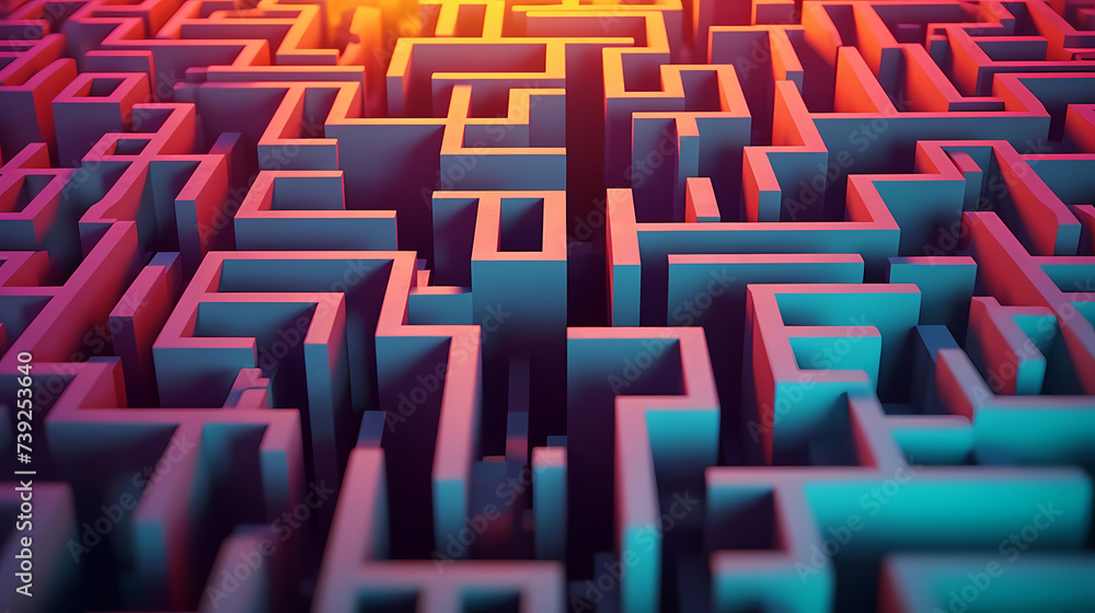 Obraz premium Abstract colorful maze wallpaper, colorful puzzle