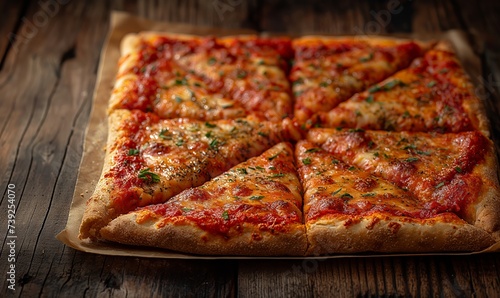 Appetizing pizza with sausage on the table.