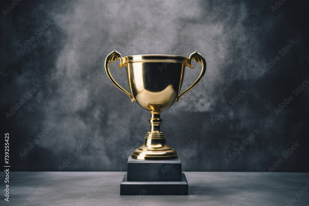 champion golden trophy placed on table, copy space ready for your design win concept champion golden trophy placed on table, copy space ready for your design win concept