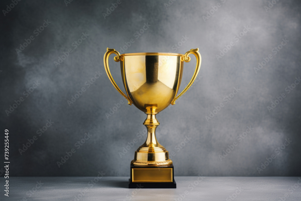 champion golden trophy placed on table, copy space ready for your design win concept champion golden trophy placed on table, copy space ready for your design win concept