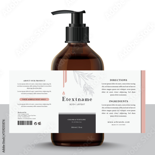Cosmetic print label and packaging bottle jar skin care cream, lotion, face wash, oil, and soap beauty design.