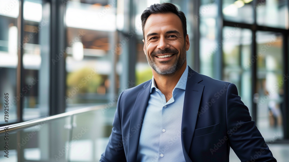 Confident Businessman Smiling in Urban Environment Confident Businessman Smiling in Urban Environment