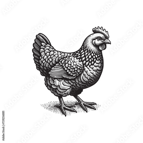 chicken hen hand drawn art style vector illustration