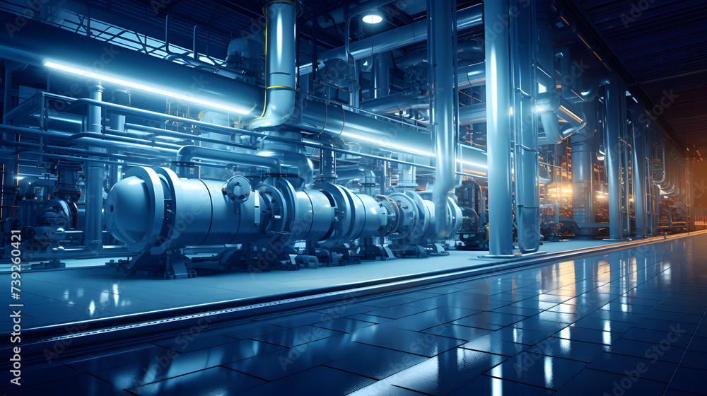 Captivating View of a Power Plant's Expansive Steel Tanks and Intricate Pipe Network - Pioneering a Clean Energy Future Captivating View of a Power Plant's Expansive Steel Tanks and Intricate Pipe Network - Pioneering a Clean Energy Future