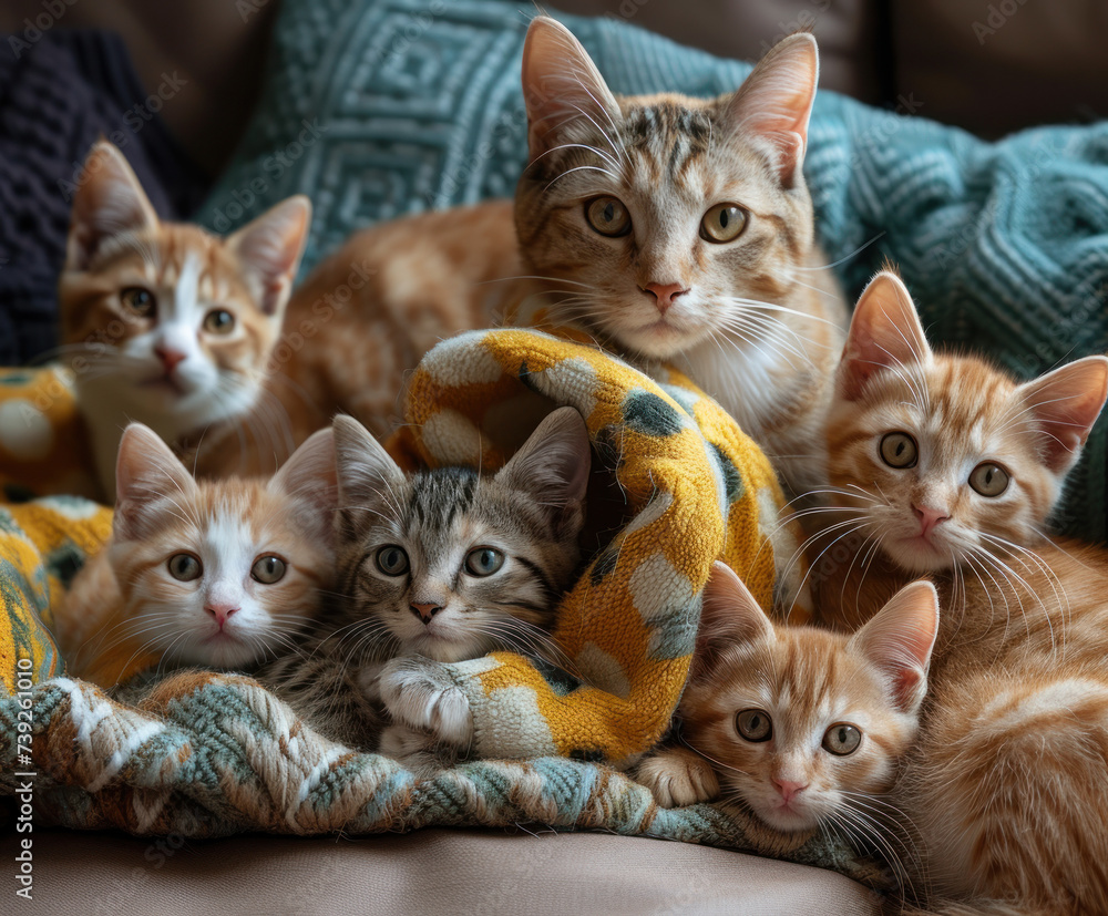 Mother cat and kittens Mother cat and kittens
