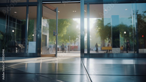 Business office glass door, main office entrance and exit door