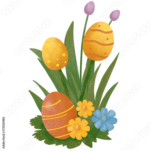 easter eggs and flowers