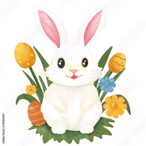 easter bunny with easter eggs