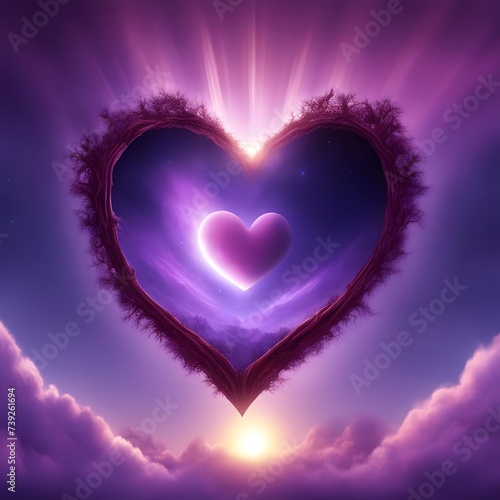 purple heart seen from purple heart shape in sky