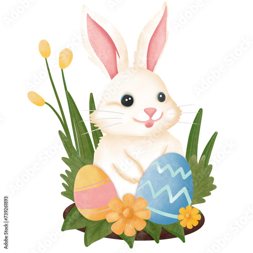 easter bunny with easter eggs