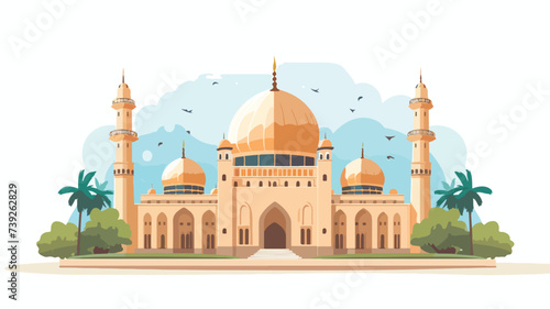 Islamic Mosque Building Flat Design Vector