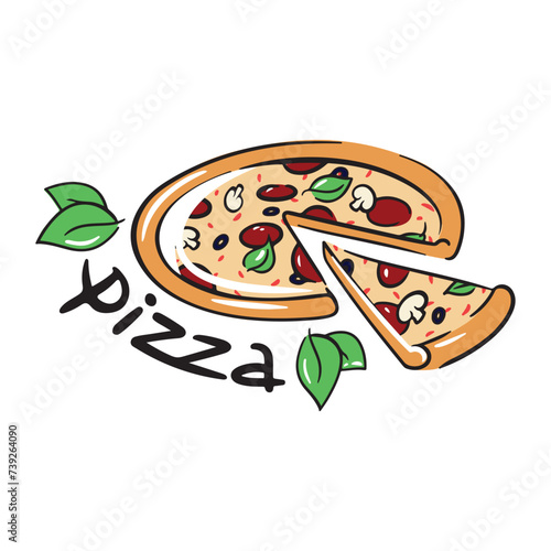 Vector logo of pizza, European fast food
