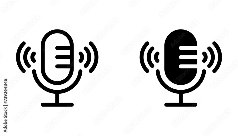 Microphone vector icon set. Voice vector icon, Record. Microphone, recording Studio Symbol on white background Microphone vector icon set. Voice vector icon, Record. Microphone, recording Studio Symbol on white background