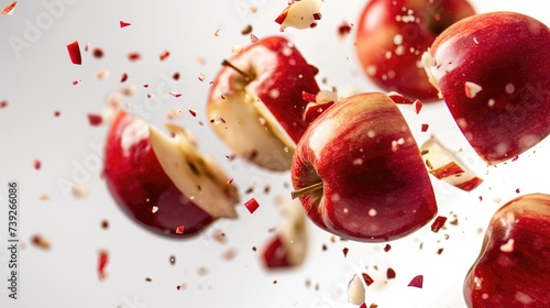Apples are shattered by hitting each other in the air