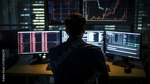 Back View of Trader Reacting to Bearish Trends - Conveying Disappointment and Loss