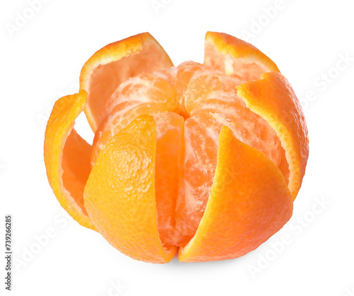 One fresh ripe tangerine isolated on white