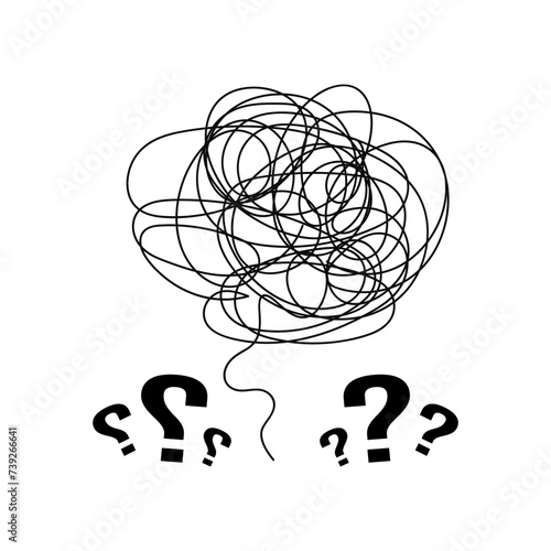 Line doodle of chaos mind scribble tangled mind illustration vector