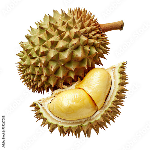 Durian, transparent background, isolated image, generative AI photo