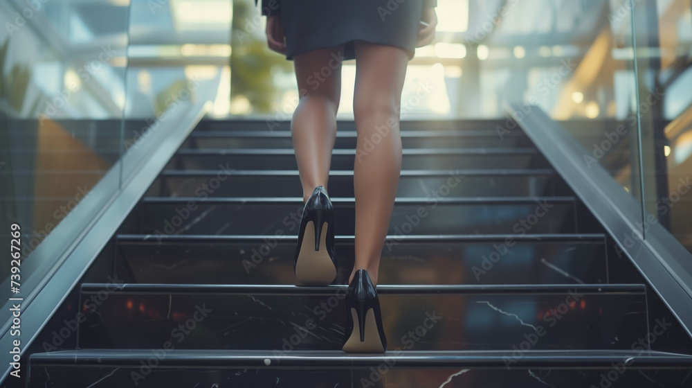 Woman walking on stair