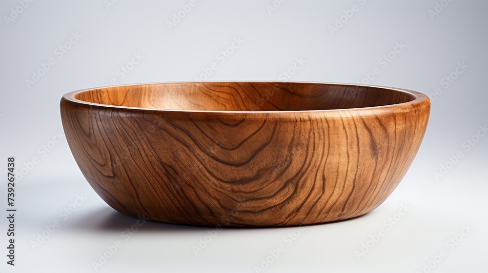 An artisan-crafted wooden bowl, its grain patterns and smooth finish standing out against a minimalist white background, emphasizing the natural beauty and skil An artisan-crafted wooden bowl, its grain patterns and smooth finish standing out against a minimalist white background, emphasizing the natural beauty and skil