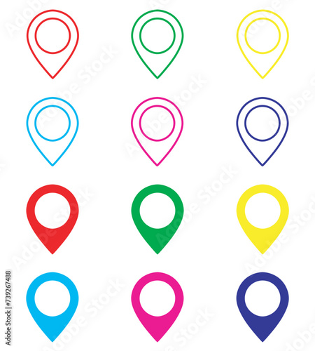 Free Download Location icon vector. Pin sign symbol in trendy flat style. Set elements in colored icons. Pointer vector icon illustration isolated on white background - GFXLoad