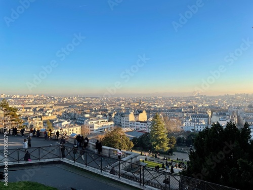 View of Paris from Sacre Coeur on Montmartre hill, France