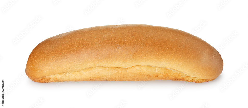 One fresh hot dog bun isolated on white One fresh hot dog bun isolated on white