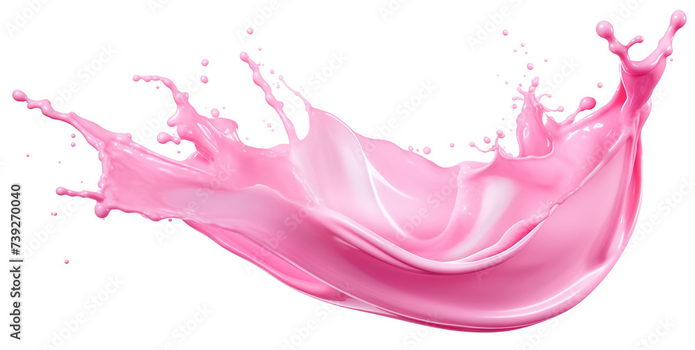 Splash of pink milky liquid similar to smoothie, yogurt or cream, cut out Splash of pink milky liquid similar to smoothie, yogurt or cream, cut out