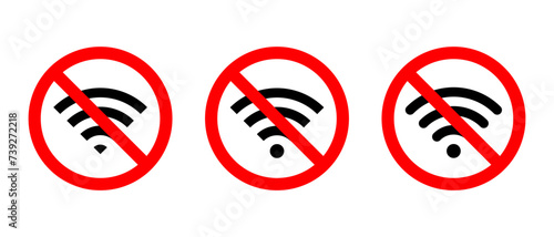 Wifi with forbidden sign icon vector. Wireless network prohibition symbol