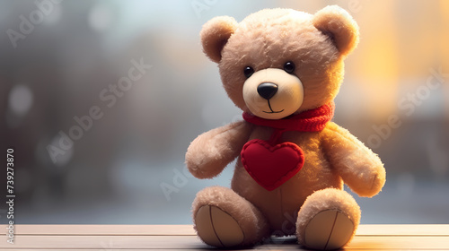 Teddy bear on delicate background, holidays concept