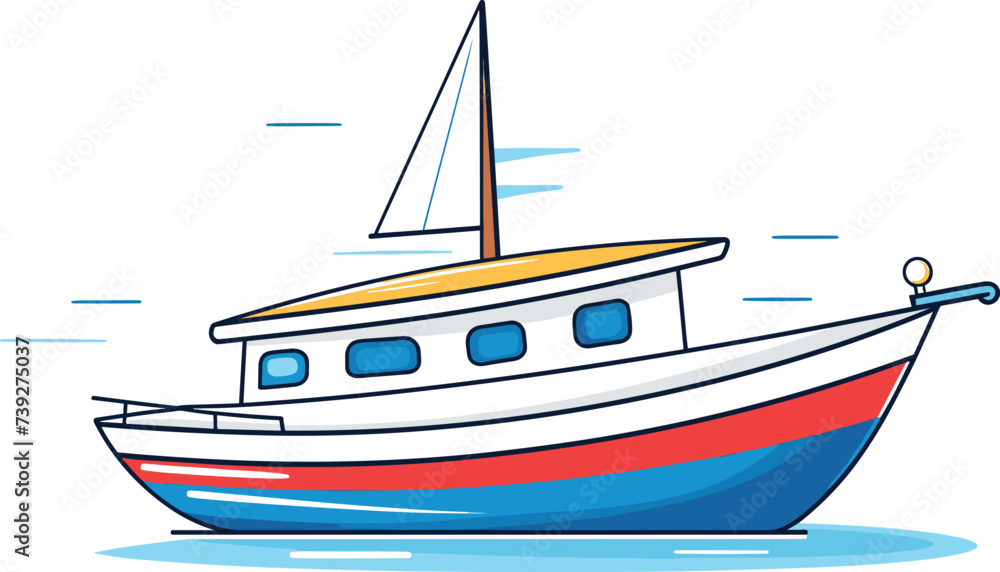 Naklejka premium sailing boat flat design vector illustration