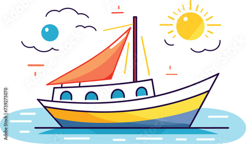 sailing boat flat design vector illustration