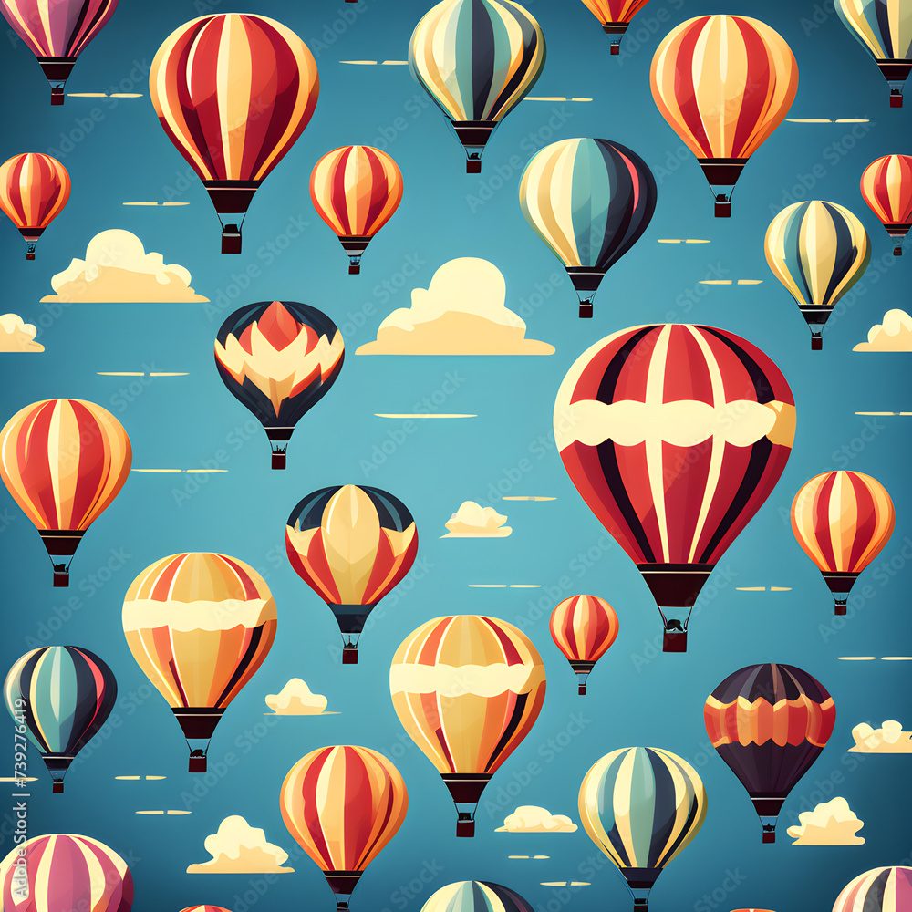 custom made wallpaper toronto digitalpattern with hot air balloons and clouds.  illustration.