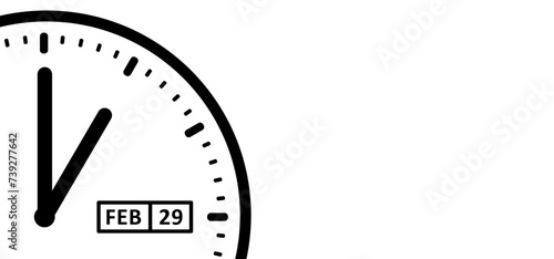 Happy Leap day or leap year slogan. Calendar page 29 February, month 2024 or 2028 and 366 days. 29th Day of february, today one extra sale day. line pattern banner. Fun clock vector icon or symbol