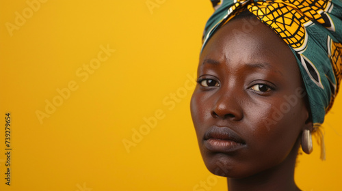 Central African Woman Exuding Regret and Remorse, Isolated on Solid Background - Copy Space Available © DLC Studio