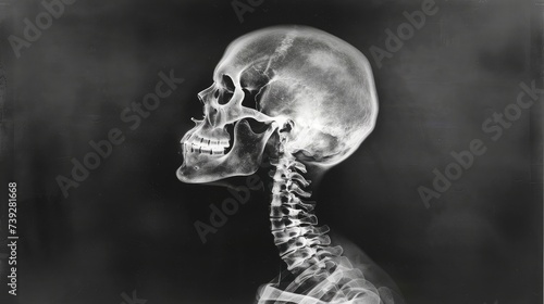 Film x-ray skull and cervical spine lateral view