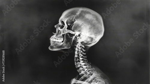 Film x-ray skull and cervical spine lateral view photo