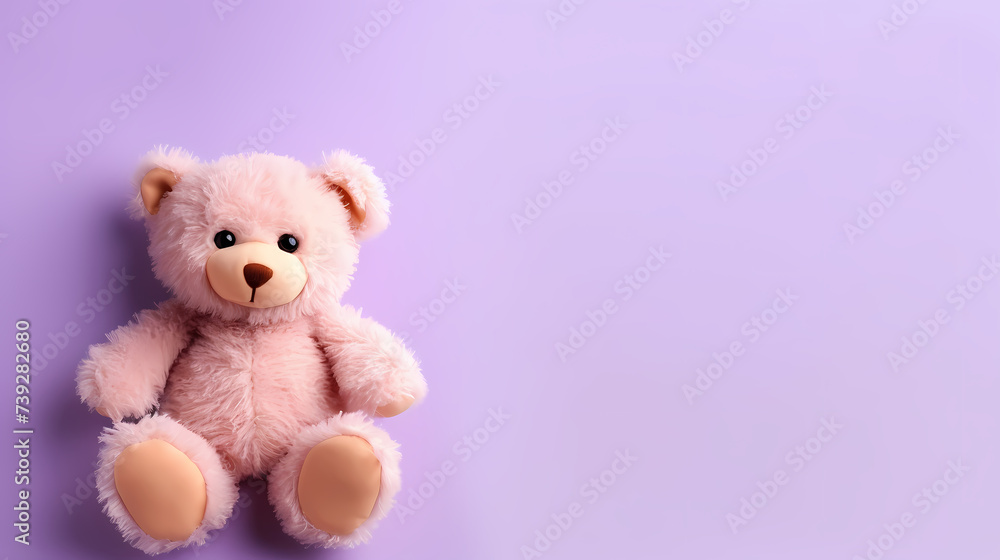 Cute teddy bear, copy space, bokeh effect Cute teddy bear, copy space, bokeh effect